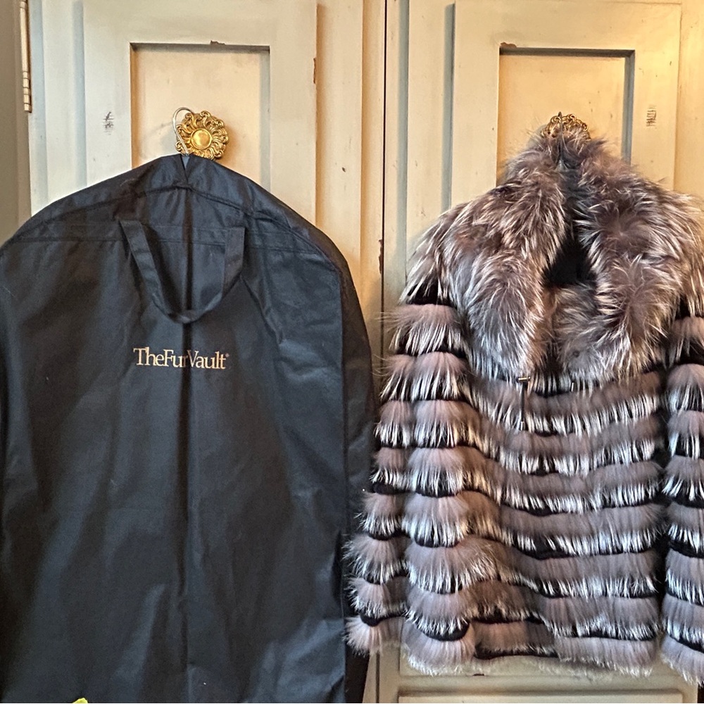 Fur Cape with Striped Pattern